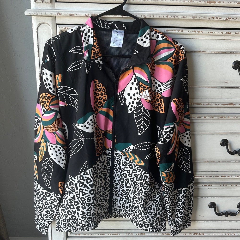 Adidas Black Multicolor Graphic Jacket